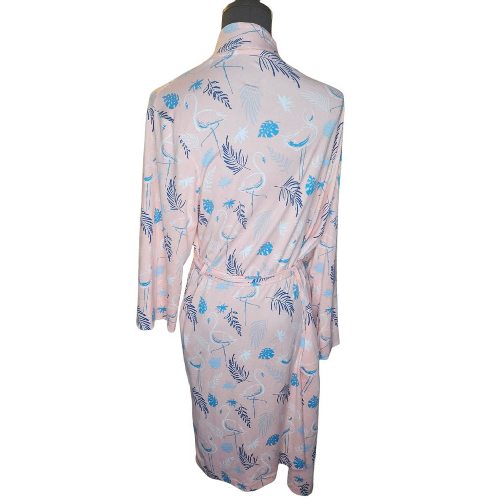 Moon Nite Large Pink Blue Tie Tropical Flamingo Robe - Picture 5 of 7